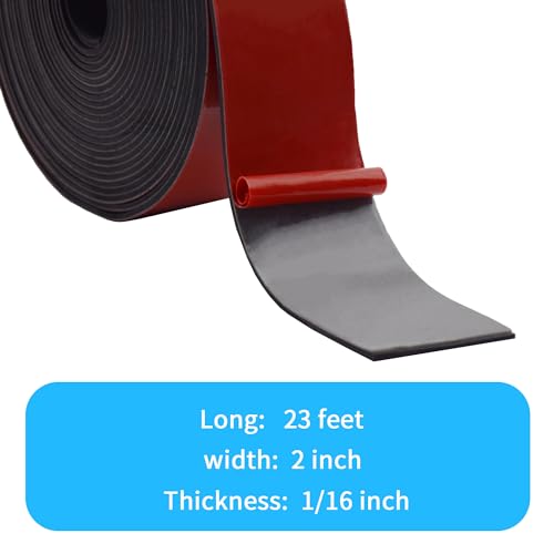 DEVNOL Self-Adhesive Neoprene Rubber Strips 1/16" Thick x 2” Wide x 23' Long, Sealing, Cushioning, Weather Stripping, Gaskets, and DIY Projects, Weatherproof - color: red adhesive backing, size: 1/16" x 2" x 23'