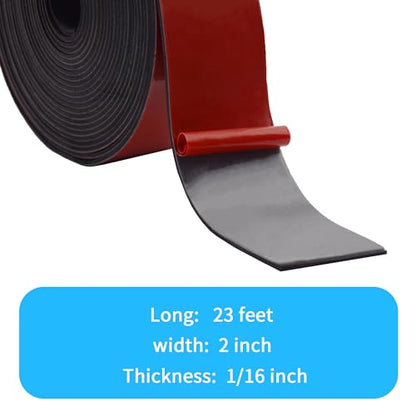 DEVNOL Self-Adhesive Neoprene Rubber Strips 1/16" Thick x 2” Wide x 23' Long, Sealing, Cushioning, Weather Stripping, Gaskets, and DIY Projects, Weatherproof - color: red adhesive backing, size: 1/16" x 2" x 23'