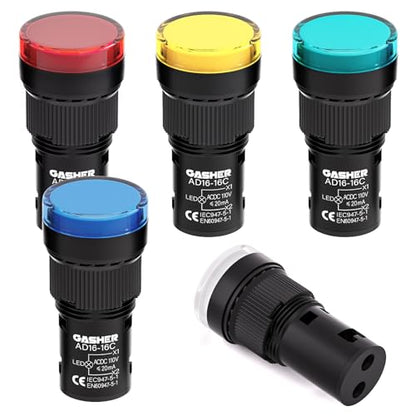 GASHER 12V/24V/110V 20mA Energy Saving Indicator Light Mounting Hole Size 16mm Green Yellow Red Blue White 10 Pcs（110V） (Pack of 2) - size: 16mm (Pack of 2), style: 110V