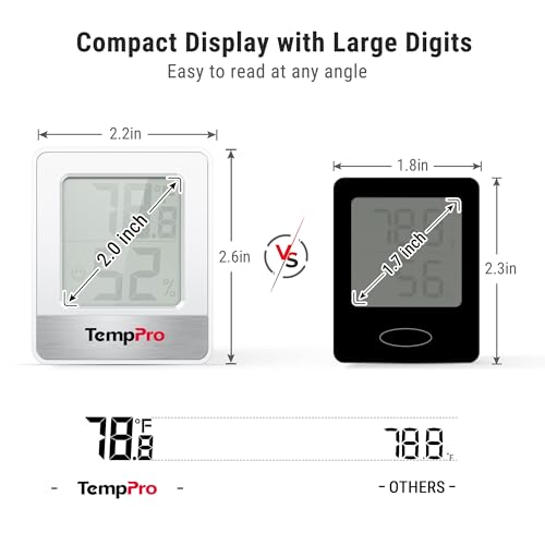 TempPro TP49 2 Pack Digital Hygrometer Indoor Thermometer - color: White Indoor Thermometer