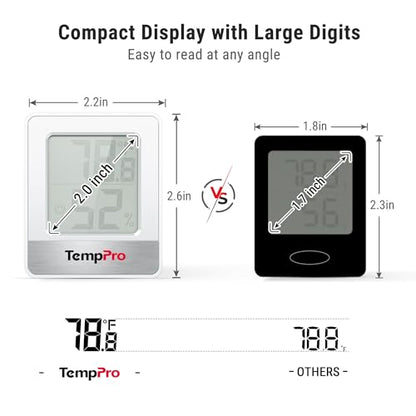 TempPro TP49 2 Pack Digital Hygrometer Indoor Thermometer - color: White Indoor Thermometer