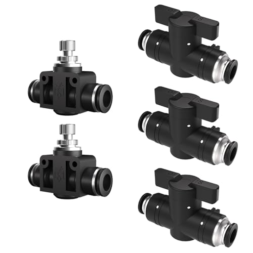 1/2 Push To Connect Valve,Shut Off Air Flow Control Fittings - color: Black BUC+SA, size: 1/2"OD