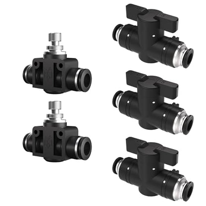1/2 Push To Connect Valve,Shut Off Air Flow Control Fittings - color: Black BUC+SA, size: 1/2"OD