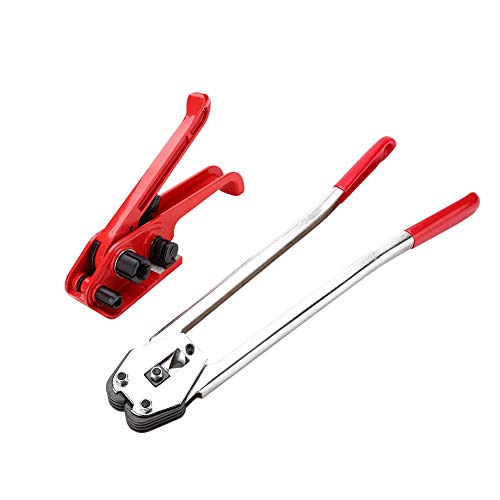 Polyester Banding Tool Kit, Poly Strapping Tensioner Cutter & Sealer Manual Packaging Strapping Packing Tool Kit for 1/2" -3/4" Width Polyproplyn and Polyester Plasticstrap Strapping