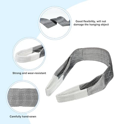PATIKIL Lifting Slings Straps, 1 Pcs Polyester 3ft Heavy Web Slings Duty Flat Lifting Belts Pull Lifting Straps Slings Mount(8818lbs), Grey - color: Grey, size: 8818lbs