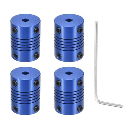 Flexible Shaft Coupling(4mm|4mm): 4 Pcs Blue Aluminum Alloy - color: Blue, size: 4mm x 4mm (19mm OD, 25mm L)