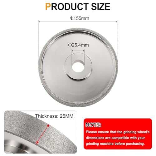 HARFINGTON Diamond Lapidary Wheel 6 Inch x 1 Inch Arbor Hole 80 Grit Grinding Wheels for Stone, Marble, Glass, Ceramics, Crystal, Carbide, Steel - size: 80 Grits