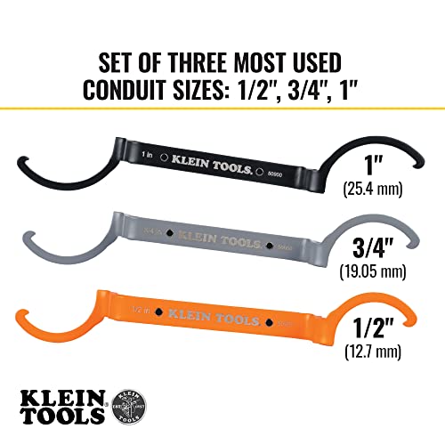 KLEIN TOOLS 50900R Conduit Locknut Wrench Set, Offset Bends, 3-Piece - style: Offset
