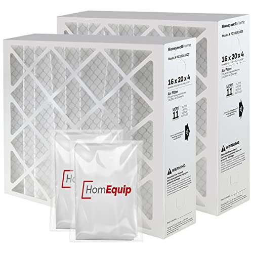 16x20x4 AC Furnace Air Filter Replacement - FC100A1003 HVAC Furnace Filters Merv 11 Filter Media, AC Filter with Homequip Disposal Bag, 2-Pack (Actual Size: 15.94 x 19.75 x 4.38 Inches)