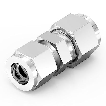 TAISHER 2PCS 304 Stainless Steel Compression Tube Pipe Fitting Connector, 1/2" Tube OD x 3/8" Tube OD Straight Adapter - size: 1/2" OD x 3/8" OD