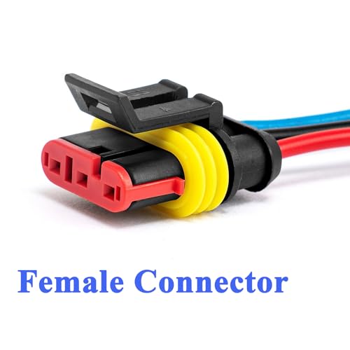 14AWG 3 Pin Plug Waterproof Connector, Male and Female Way Auto Electrical Wire Connectors Harness Suitable for Car, Truck, Boat, Motorcycle, Trike, Caravan, Marine,high Conductivity- 3 Pack