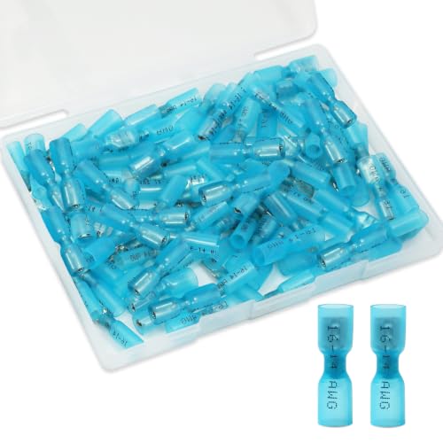 100 PCS Spade Connectors, Heat Shrink Spade Terminal 16-14 AWG - size: 16-14AWG, style: Spade Female
