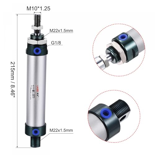 MECCANIXITY Pneumatic Air Cylinder Double Action MAL25X75 25mm Bore 75mm Stroke with Y Connector and 4Pcs Quick Fitting Set - size: 25X75 mm