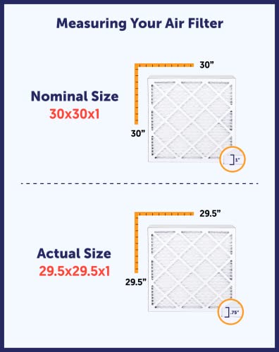 Filter King 8x30x1 Air Filter MERV 8, AC Furnace Filters (6-Pack) - size: 8x30x1