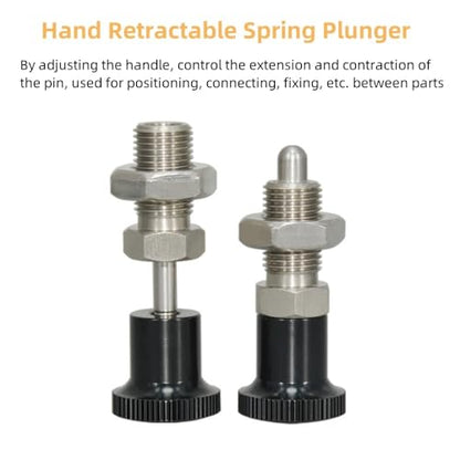 2Pcs Push Fit Ball Nose Spring Plunger, Stainless Steel Spring Knob Plunger Non-Locking Spring Indexing Plunger Hand Retractable Spring Plunger Pin for Industrial Equipment (M6) - size: M6
