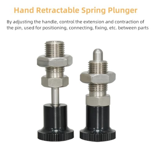 2Pcs Push Fit Ball Nose Spring Plunger, Stainless Steel Spring Knob Plunger Non-Locking Spring Indexing Plunger Hand Retractable Spring Plunger Pin for Industrial Equipment (M16) - size: M16