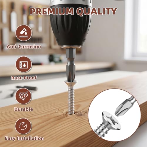 Mellewell #8 x 5/8" Flat Head Sheet Metal Screws, 100 PCS - color: Silver, size: #8 x 5/8"