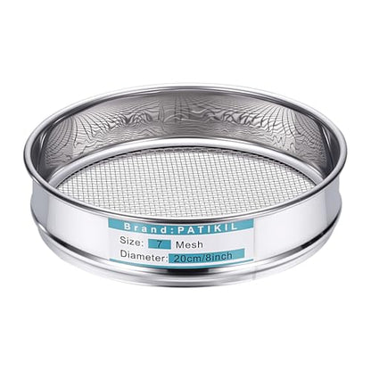 PATIKIL Lab Sieve 7 Mesh(2.8mm) 7.9"(20cm) Diameter Sifting Screen - size: 7 Mesh(2.8mm)/7.9"