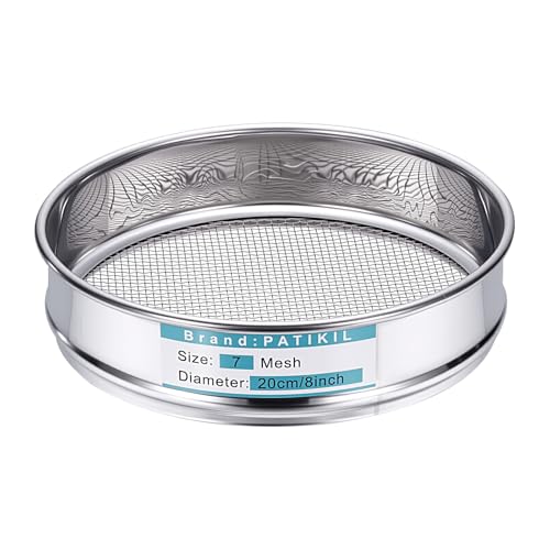 PATIKIL Lab Sieve 7 Mesh(2.8mm) 7.9"(20cm) Diameter Sifting Screen - size: 7 Mesh(2.8mm)/7.9"