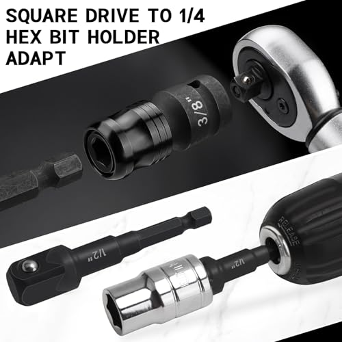 Lytool 6Pcs Impact Socket Adapter Set, 3/8 to 1/4 Hex Bit Holder