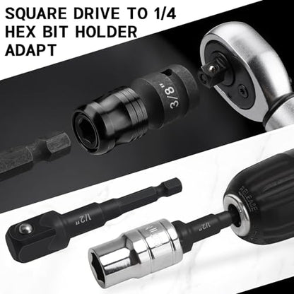 Lytool 6Pcs Impact Socket Adapter Set, 3/8 to 1/4 Hex Bit Holder