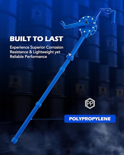 OMT 55 Gallon Drum Pump, Hand Water Pump Fits 5 to 55 Gallon Drums - color: Blue Rotary Action Reinforced PP Pump
