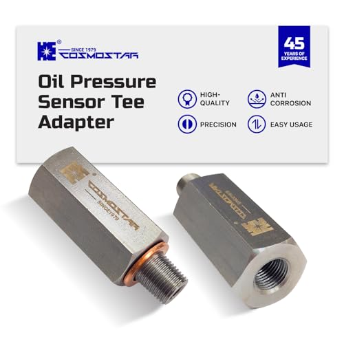 Cosmostar Stainless Steel 1/8" NPT Tee Oil Pressure Sensor Adapter – Heavy-Duty 304 SS Fitting for Oil Pressure Gauge, Turbo Supply Feed Line, & Pressure Switch - size: 1/8 NPT-1/8 NPT-1/8 NPT