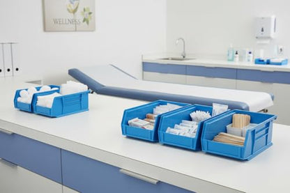 7.5" x 4" x 3" (12 Pack) Plastic Stackable Storage Bin, Hudson Blue - color: Hudson Blue, size: 12 Pack