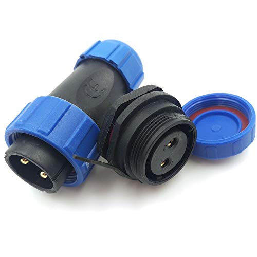 SP21 2Pin-12Pin Panel Mount Waterproof Aviation Connector Plug and Socket IP67,LED Electrical Power Cable Wire Connector (2Pin) - size: 2Pin