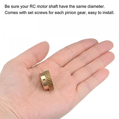 uxcell Pinion Gear Set, Brass Motor Rack Straight Spur Gear with Step, 0.5 Mod 40T 8mm Bore 21mm Outer Dia, M3 Set Screws Included