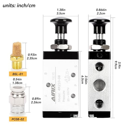 1/4" NPT Manual Control Valve 4R210-08, 5-Port 2-Position Hand Valve - size: 1/4'' NPT, style: 5 Way 2 Position