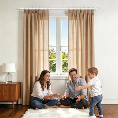 TONIAL Curtain Rods for Windows, 32 to 58 Inch, White, Single Drapery Rod - color: Warm White, size: 32-58"