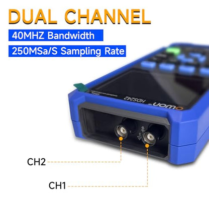 OWON Digital Handheld Oscilloscope Multiumeter 2 in 1,2 Channels, 40MHz Bandwidth, 250MS/s Sample Rate, 3.5" LCD Multiumeter Signal Generator Digital Oscilloscope Multimeter,Lab Oscilloscope HDS242 - style: HDS242