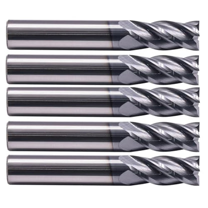4 Flute Solid Carbide Square End Mill Set(5Pcs, 7/16"), AlTiN Coated - size: 7/16"