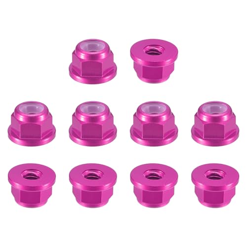 uxcell Nylon Insert Hex Lock Nuts, 10pcs - M2.5 x 0.45mm Aluminum Alloy Self-Locking Nut, Anodizing Flange Lock Nut for Fasteners(Pink) - size: M2.5 x 0.45mm