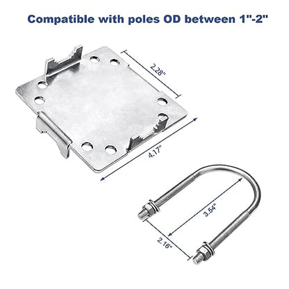 4 Sets Antenna Mast Clamp Cross-Over Bracket Kit with U Bolts for 1"-2" OD Poles, Heavy Duty Mounting Hardware for MINO Yagi TV Antennas, Security Camera, Weather Station - size: 4 PCS
