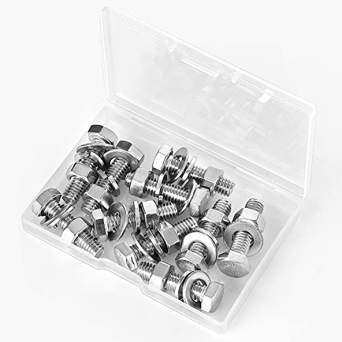 5/16-18 x 2" Hex Head Bolts Screws, Nuts, Flat and Lock Washers Assortment Kit, 304 Stainless Steel(18-8), Machine Fully Thread, Bright Finish 8Sets - size: 5/16-18 x 2" (8Sets)