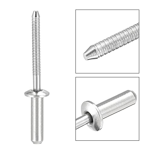 uxcell Blind Rivets, 304 Stainless Steel Pull Rivets Core Decoration Rivets 4.8mm Diameter 16mm Grip Length Close End Silver Tone, 50pcs - size: 4.8mm x 16mm