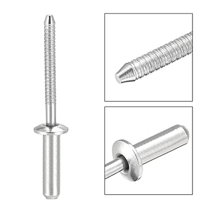 uxcell Blind Rivets, 304 Stainless Steel Pull Rivets Core Decoration Rivets 4.8mm Diameter 16mm Grip Length Close End Silver Tone, 50pcs - size: 4.8mm x 16mm