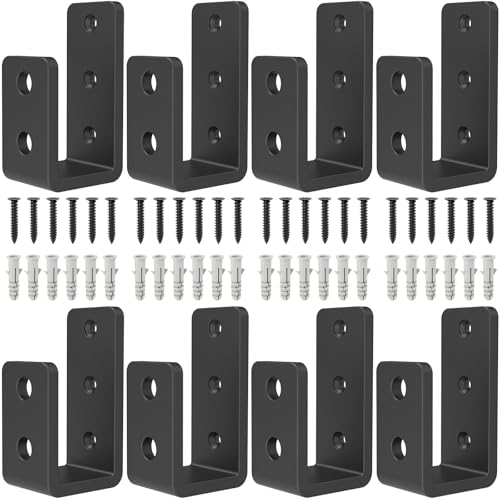 2x4 Door Barricade Brackets (8pcs),1/4" Thickness Heavy-Duty Metal U Bracket for Home, Garage, Gate, Barn, Shed， Black - color: 8 pack-6MM