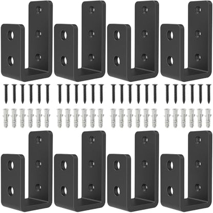 2x4 Door Barricade Brackets (8pcs),1/4" Thickness Heavy-Duty Metal U Bracket for Home, Garage, Gate, Barn, Shed， Black - color: 8 pack-6MM