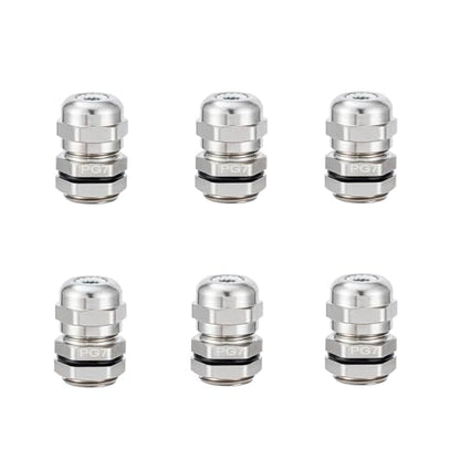 6 Pcs PG7 Cable Gland Joint Stainless Steel Adjustable 3-6.5mm Lock Nut Waterproof Connector