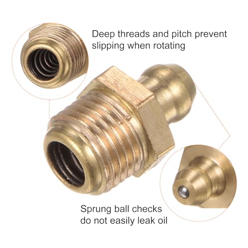 HARFINGTON 15pcs Brass Straight Grease Fitting M10x1mm Metric Thread Hydraulic Grease Nipple Accessories for Car - size: M10x1