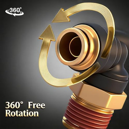 1/4" DOT Air Hose 90 Degree Elbow Fittings 2 Pack, Quick Connect Air Fittings, PTC & PTCR Composite Brass Connector, 1/4" Tube OD x 3/8" NPT Thread for Truck Air Brake & Suspension Systems - size: 1/4"OD x 3/8"NPT