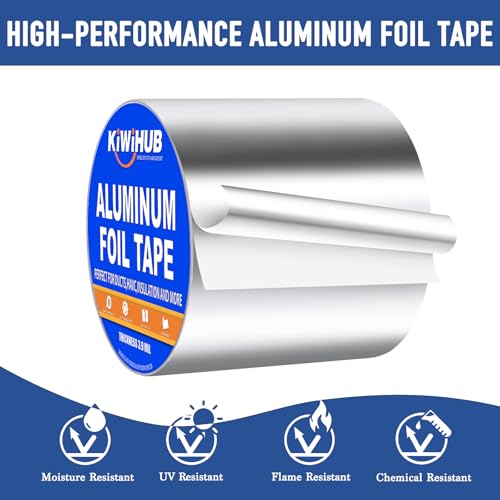 Aluminum Foil Tape, 4in x 65ft 3.9Mil, Heavy Duty HVAC Tape - size: 4 inch x 65ft