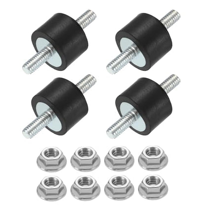 uxcell 4Pcs M4 x 10mm Rubber Mounts, 10 x 15mm Cylindrical Anti Vibration Isolator Studs Shock Absorber Double Studs with Nuts for Car Bobbin Generator Air Compressors - size: M4 x 10mm, 10 x 15mm