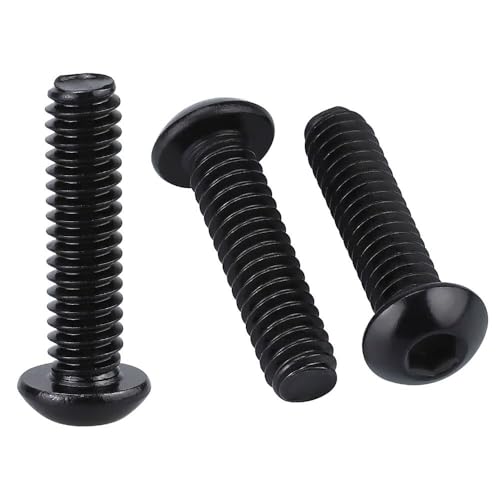 1/4-20 x 1-1/4" (20 Pack) Button Head Socket Cap Screws Bolts, Stainless Steel 304 (18-8), Allen Hex Drive, Coarse Thread, Fully Threaded, Black Coated - size: 1/4-20 x 1-1/4"