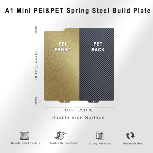 A1mini Textured PEI+Carbon Fiber PET Build Plate 184x184mm - color: PEI+PET, size: 184x184mm