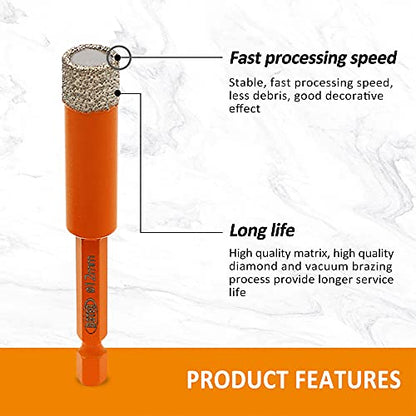 BGTEC Dry Diamond Drill Bits 1pc 1/4" with Quick Change Hex Shank for Granite Marble Porcelain Tile Ceramic - size: 06mm 1/4"