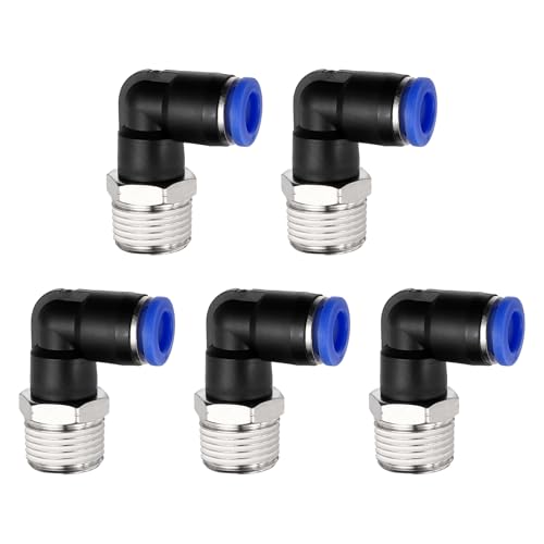 5Pcs Male Elbow Push to Connect Fitting Fit 8mm OD Tube 3/8" NPT - color: Blue, size: 8mm OD x 3/8" NPT